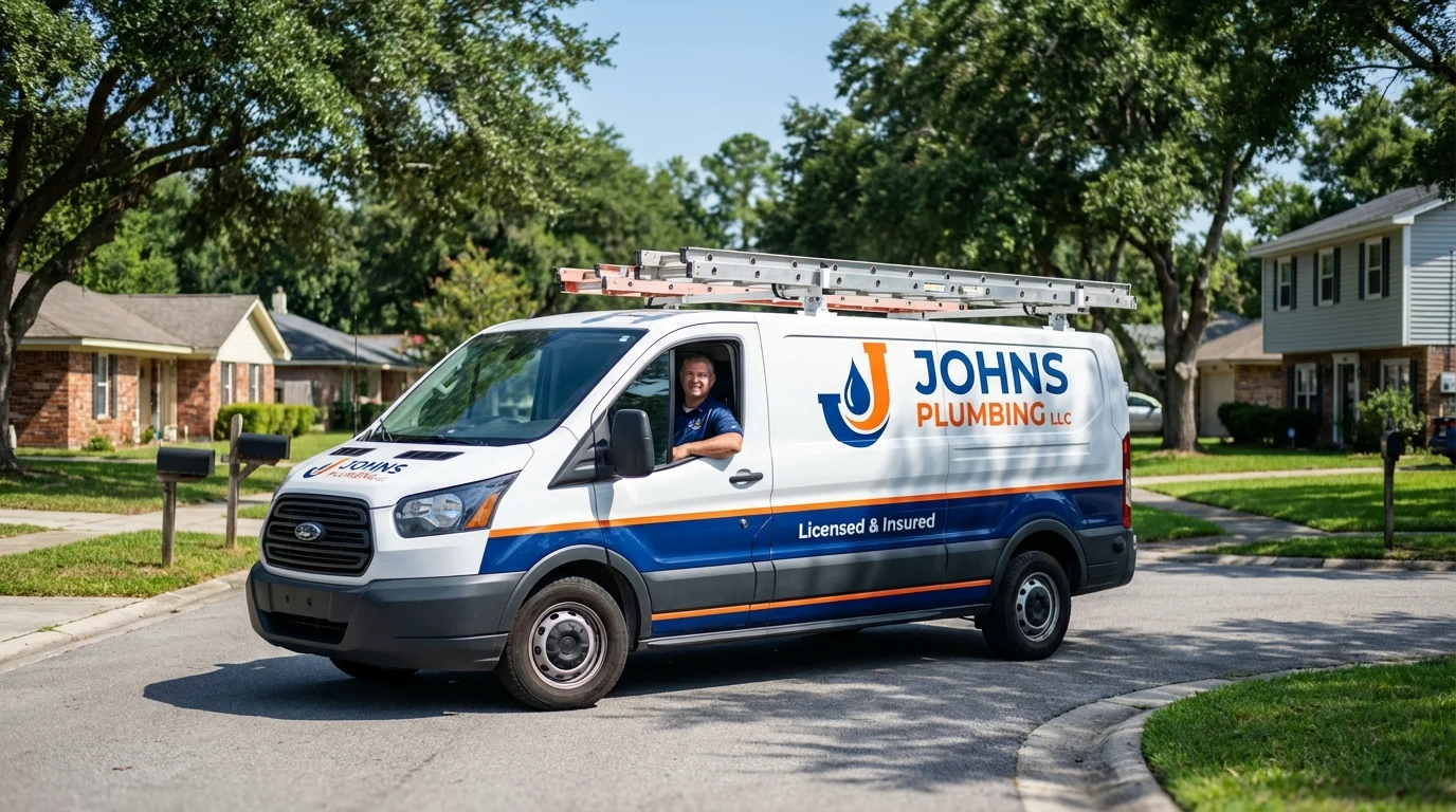 Johns Plumbing LLC service van in Shelbyville, MO