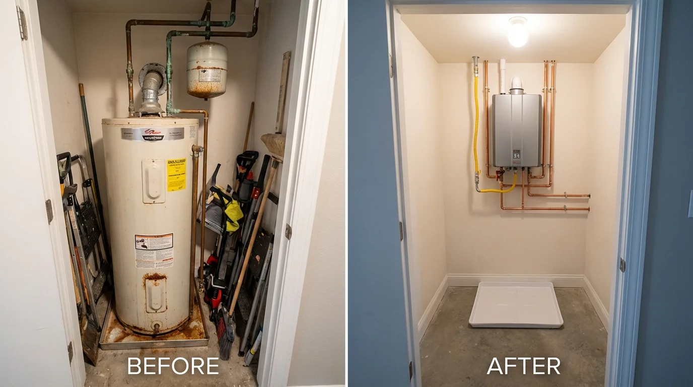 Tank water heater versus wall-mounted tankless unit comparison for Shelbyville, MO homeowners